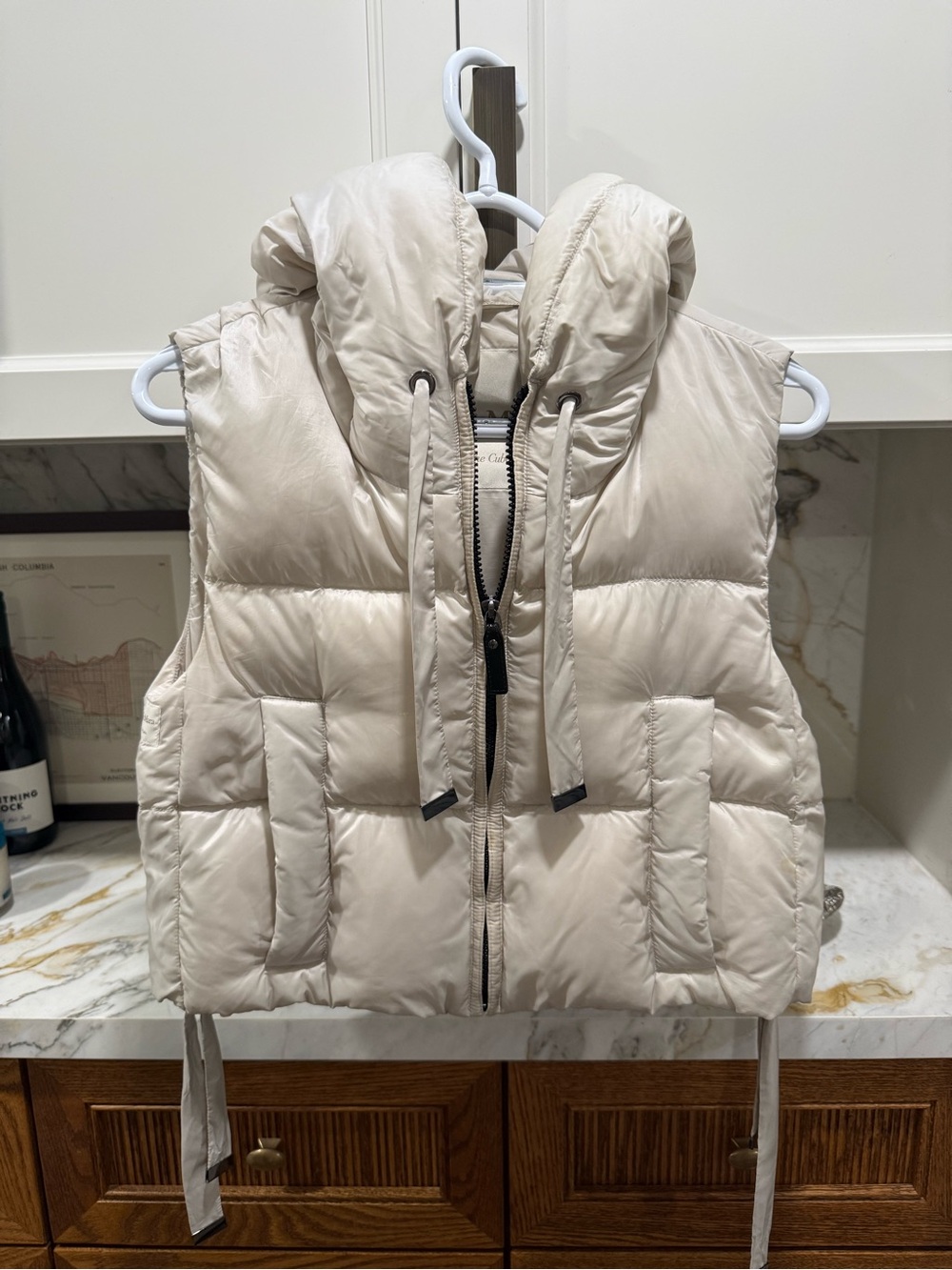 MaxMara Cream Quilted Hooded Puffer Vest